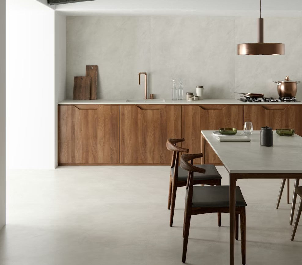 Argentium ceramic countertop - neutral grey Dekton surface with trowelled texture - view 3
