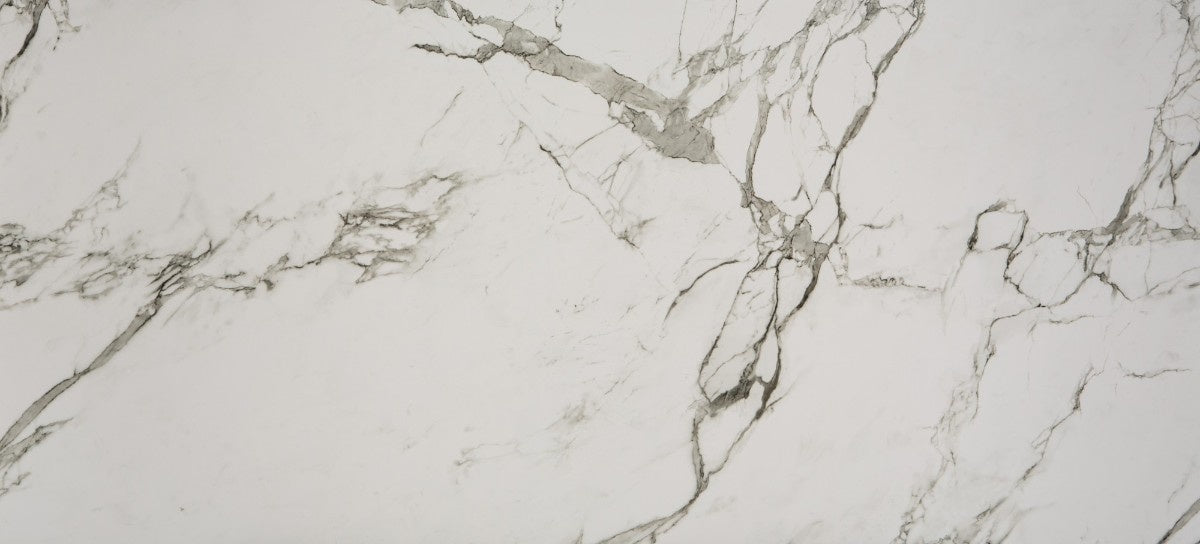 Aura ceramic countertop - white marble-look Dekton surface with grey veining - view 2