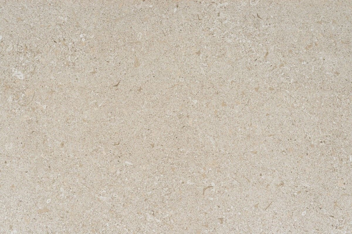 Avorio ceramic countertop - light beige fossil shell patterned Dekton Outlet surface