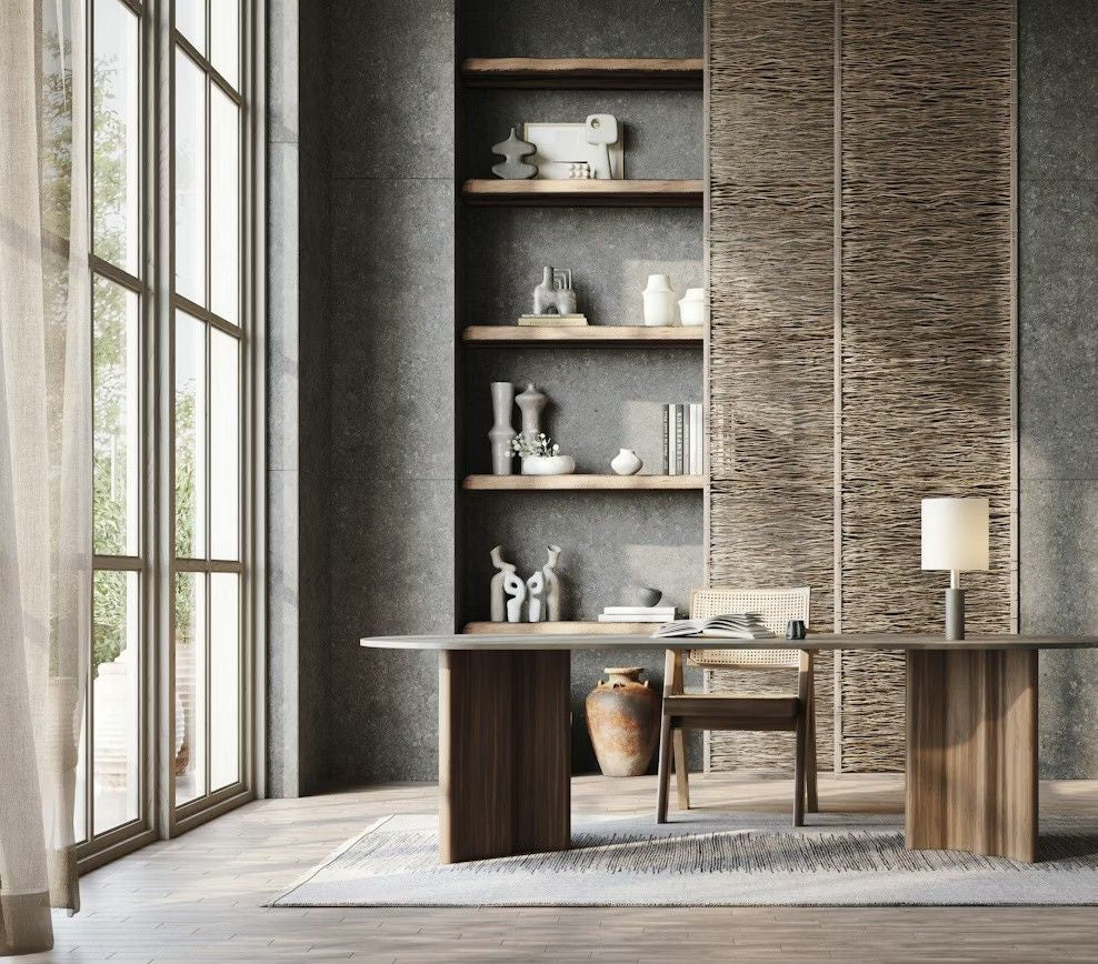 Grafite ceramic countertop - dark black and grey Dekton surface with pale clouding - view 3