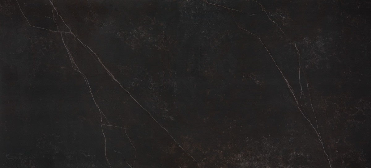 Kelya ceramic countertop - dark marble look with light streaks Dekton surface - view 2