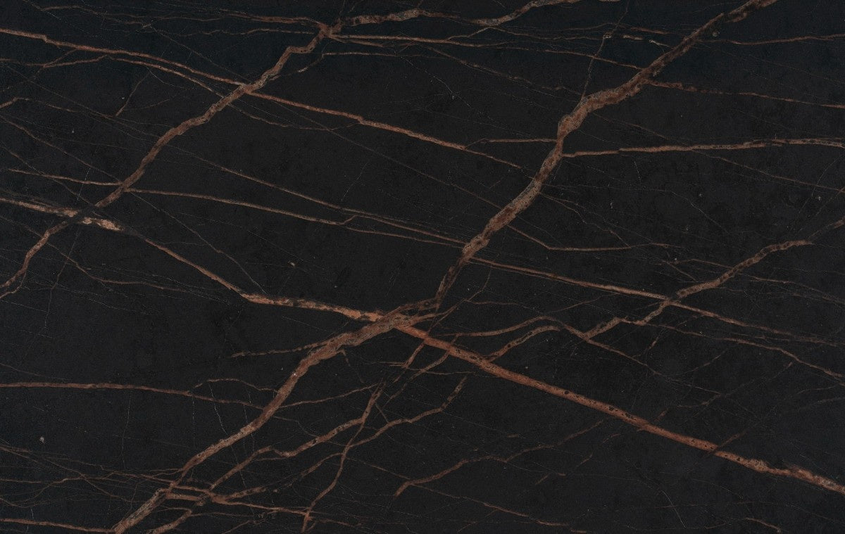 Laurent ceramic countertop - dark brown with gold veining Dekton surface