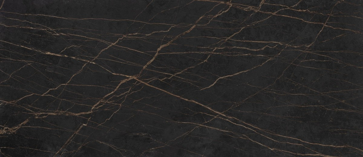 Laurent ceramic countertop - dark brown with gold veining Dekton surface - view 2
