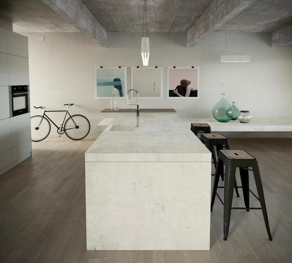 Lunar ceramic countertop - white cement look Dekton Outlet surface - view 3