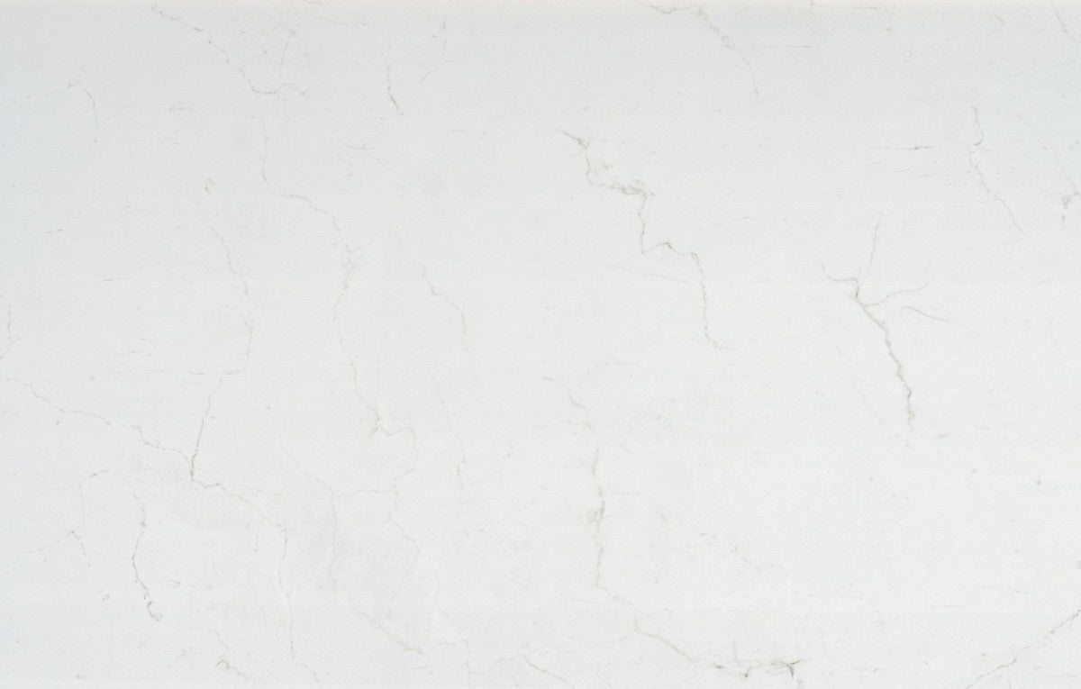Malibu ceramic countertop - ivory white with delicate veining, polished Dekton surface