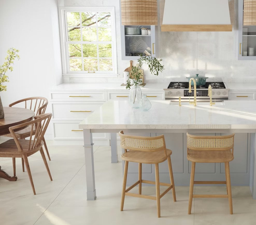 Malibu ceramic countertop - ivory white with delicate veining, polished Dekton surface - view 3