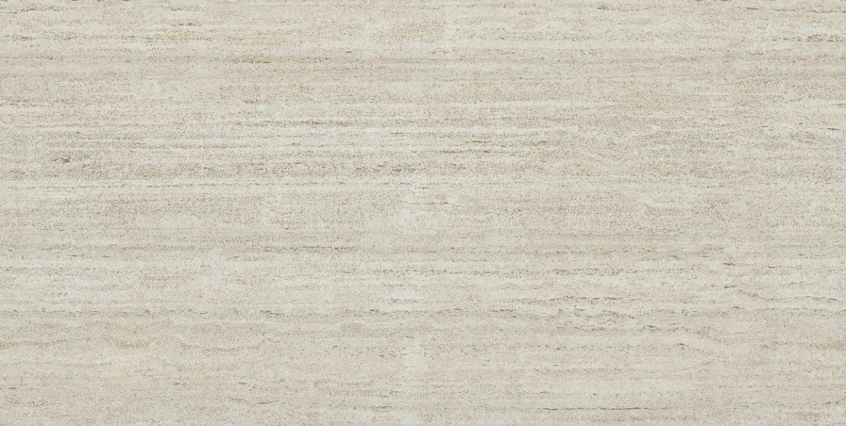 Marmorio ceramic countertop - bright travertine-look Dekton surface with linear striping - view 2