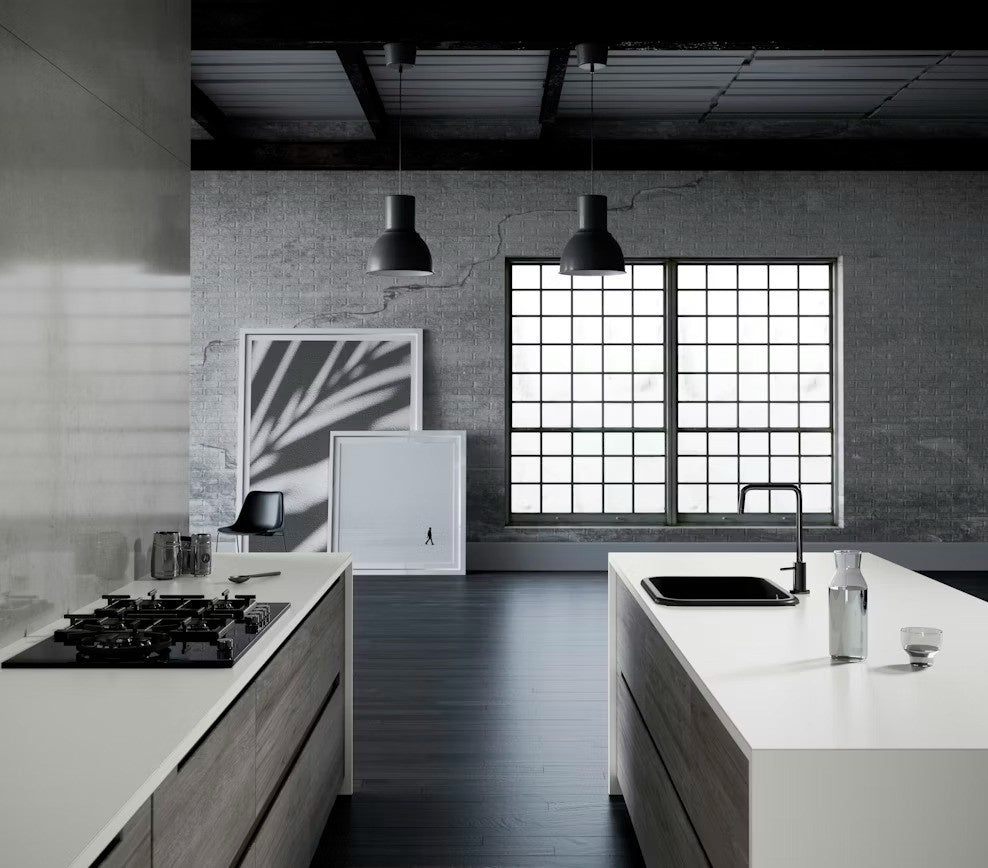 Moone ceramic countertop - warm plain white Dekton surface - view 3