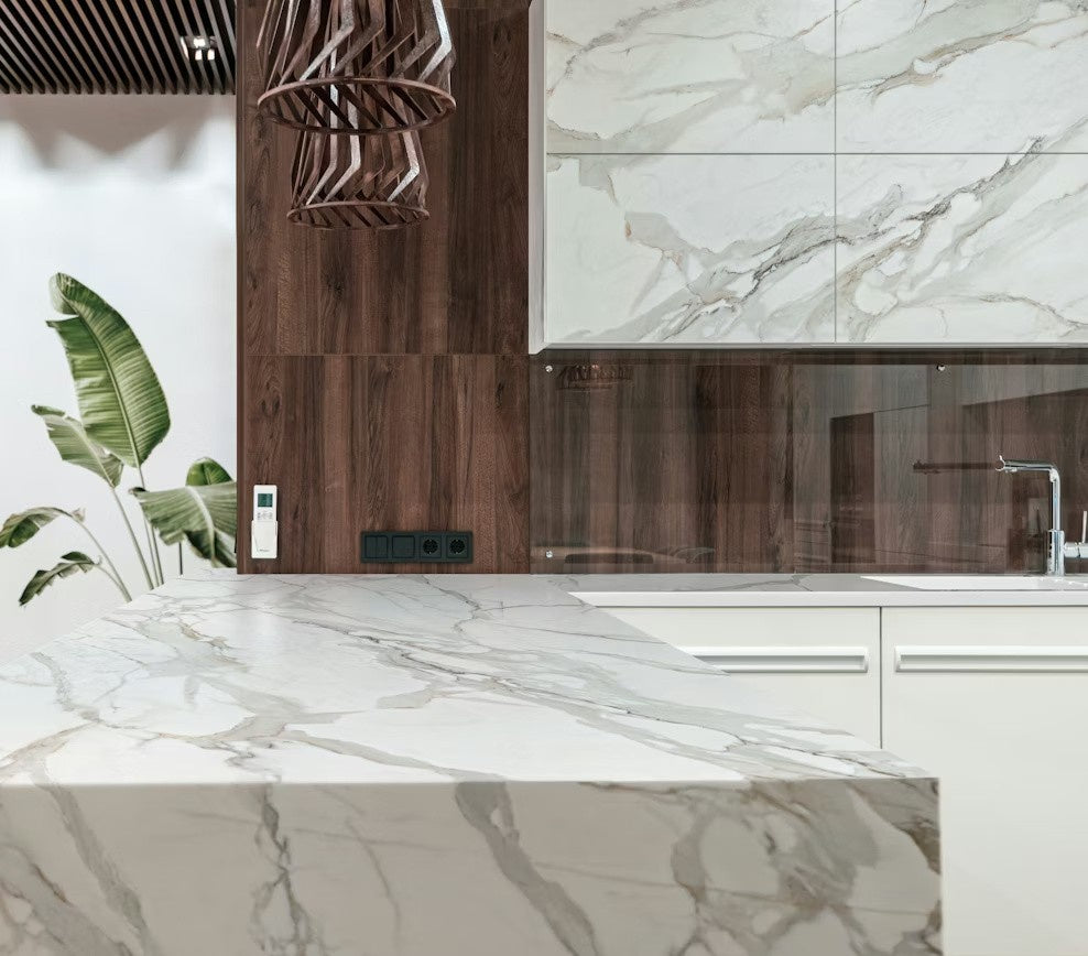 Morpheus ceramic countertop - white veined velvet finish Dekton Outlet surface - view 3
