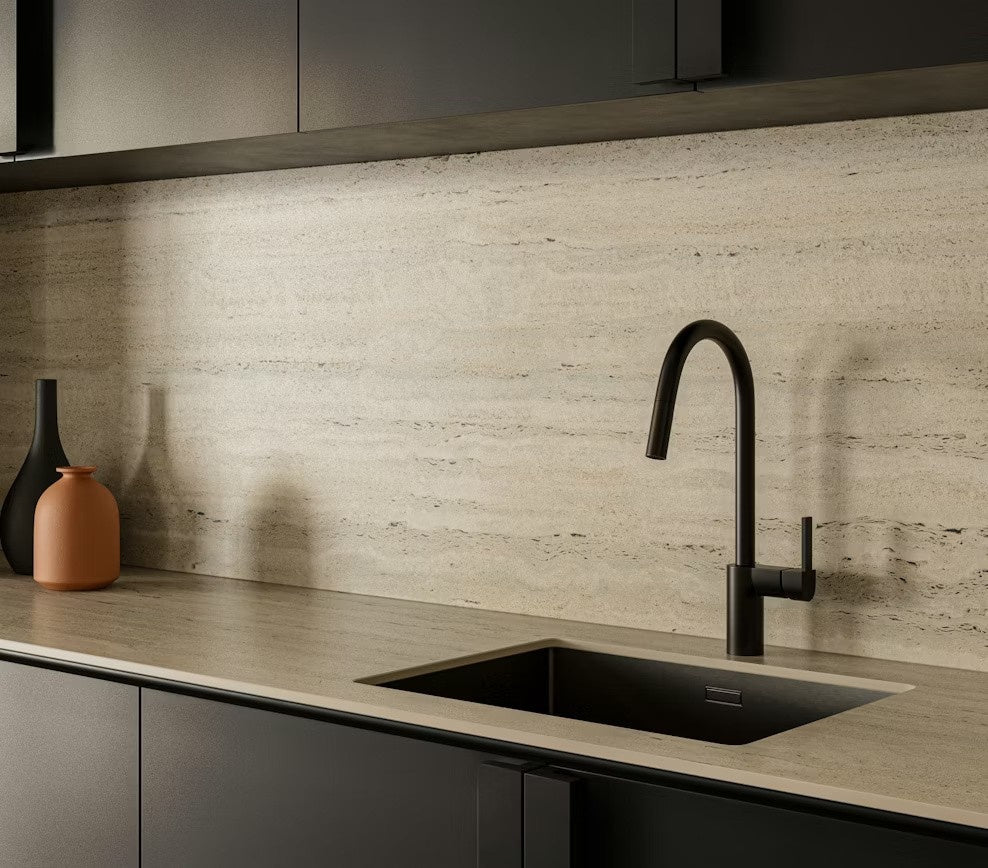 Nebu ceramic countertop - travertine-look textured Dekton surface - view 3