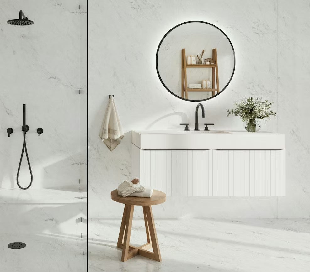 Salina ceramic countertop - white with grey veining, polished Dekton surface - view 3