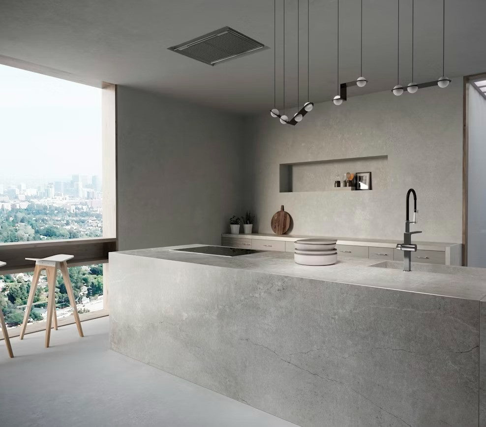 Soke ceramic countertop - grey cement look with veining Dekton surface - view 3
