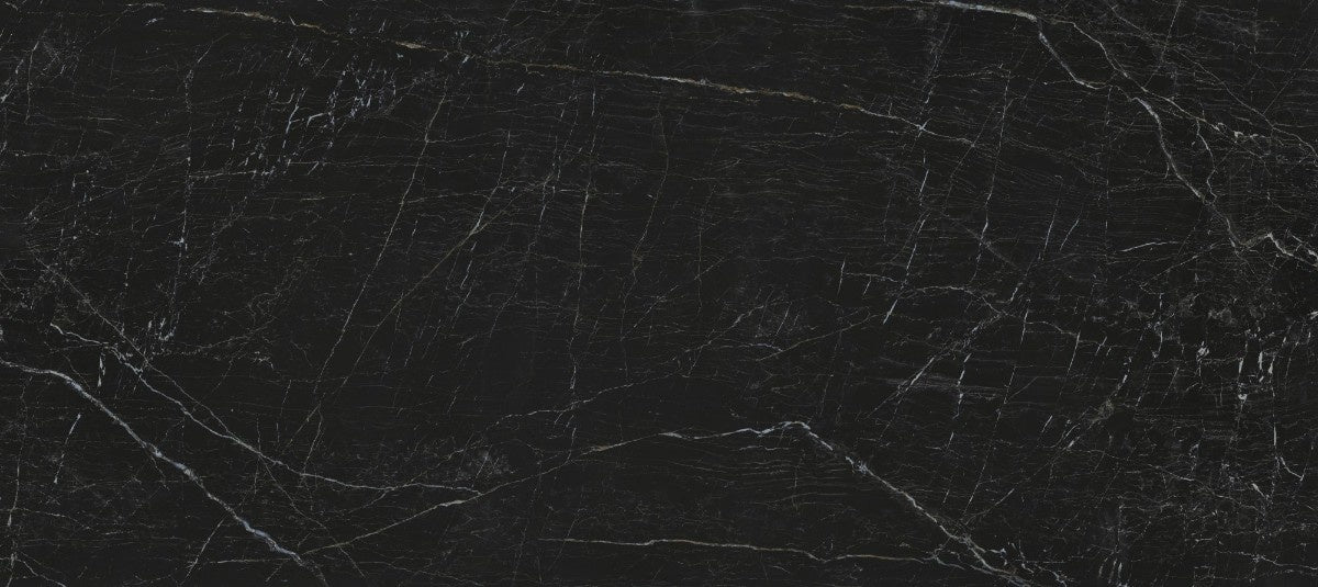 Somnia ceramic countertop - deep black with brown and rust fine lines Dekton surface - view 2