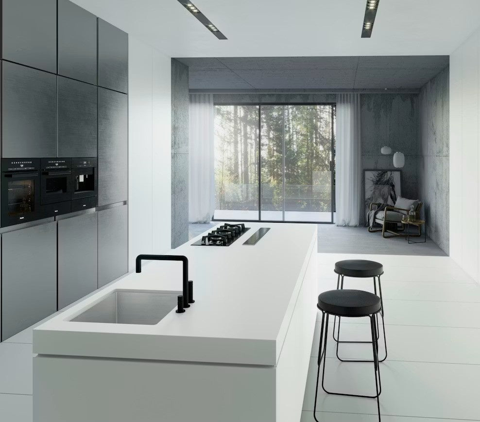 Uyuni ceramic countertop - cold crystalline white Dekton surface - view 3