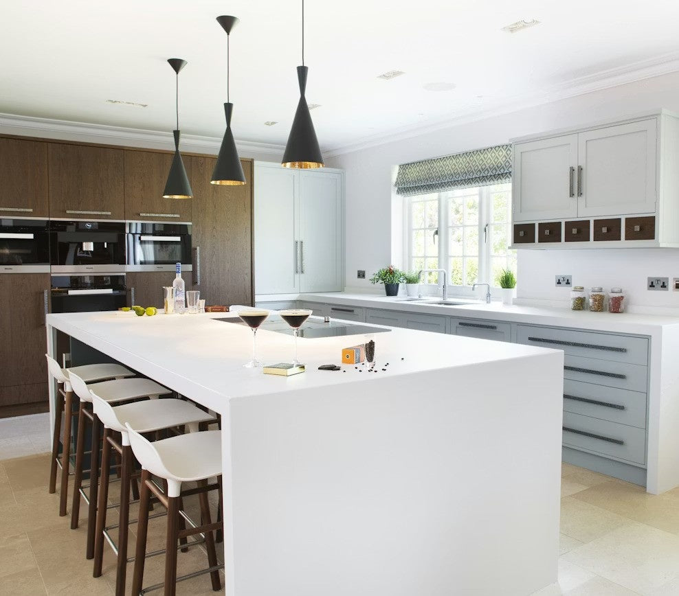 Zenith ceramic countertop - clean Nordic white matt Dekton surface - view 2