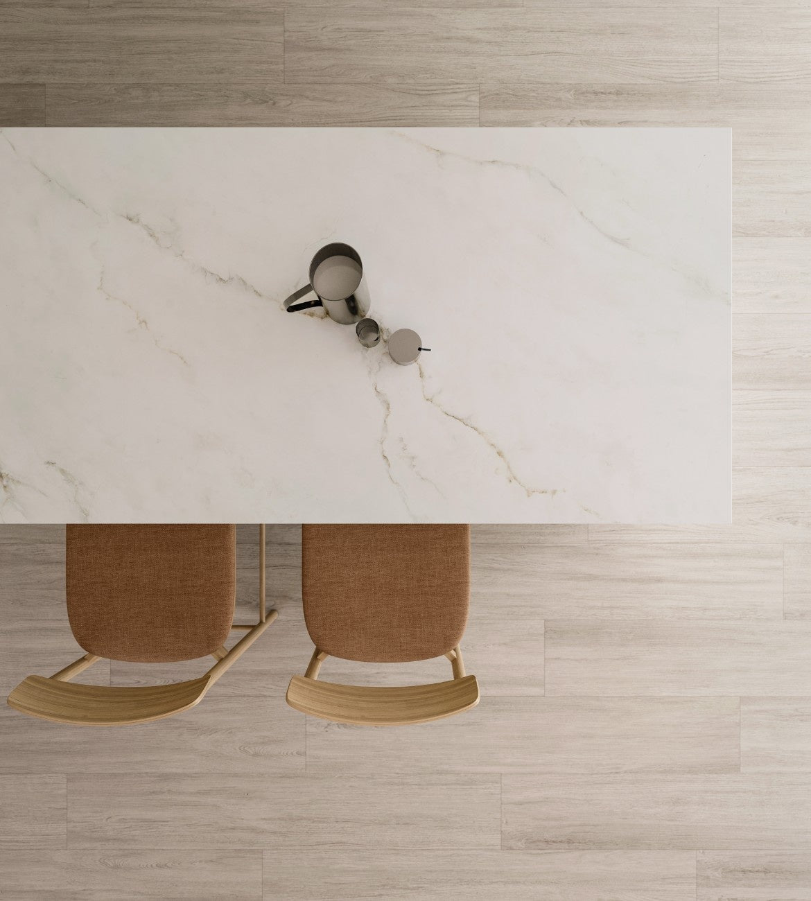 Zira ceramic countertop - light bleached oak grain Dekton surface - view 3