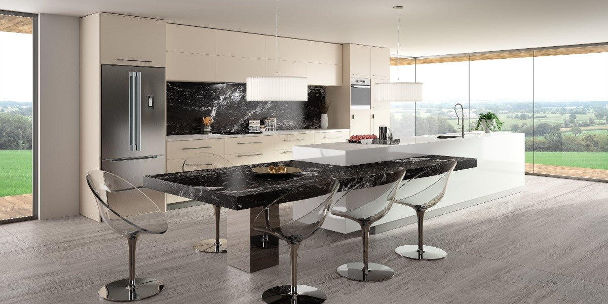 Black Beauty natural stone countertop - black granite with white streaking, Sensa surface - view 3