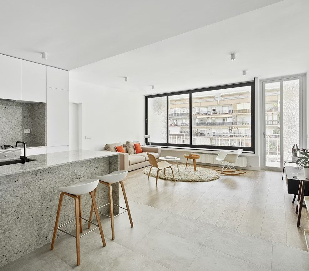 Colonial White natural stone countertop - white granite with black and reddish flecks, Sensa surface - view 3