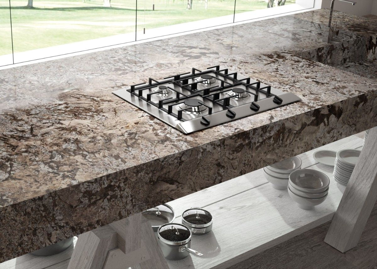 Glacial Blue natural stone countertop - dark crystalline blue-grey Sensa surface - view 3