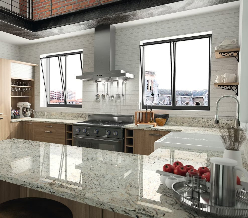 Ice Blue19 natural stone countertop - white granite with black spots and cream veins, Sensa surface - view 3