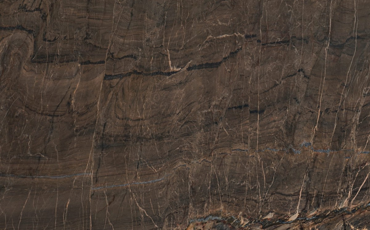 Nahoa natural stone countertop - brown quartzite with black and beige veins, Sensa surface
