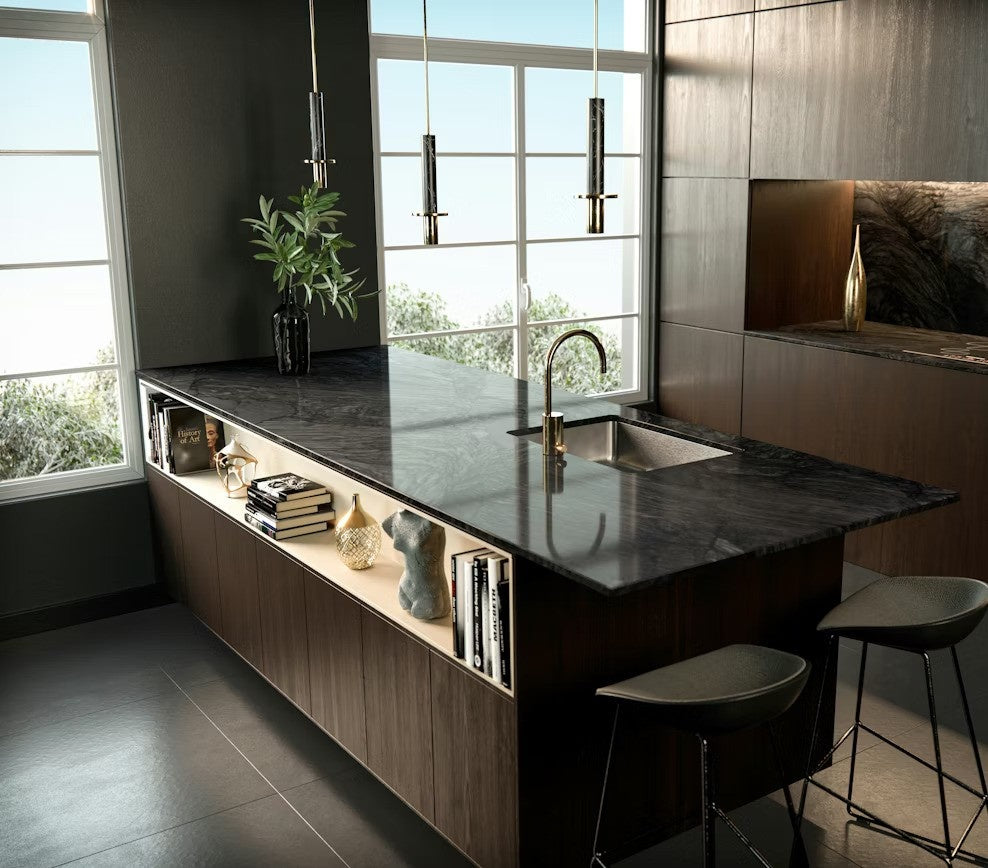 Nilo natural stone countertop - dark grey quartzite with faded veining, Sensa surface - view 3