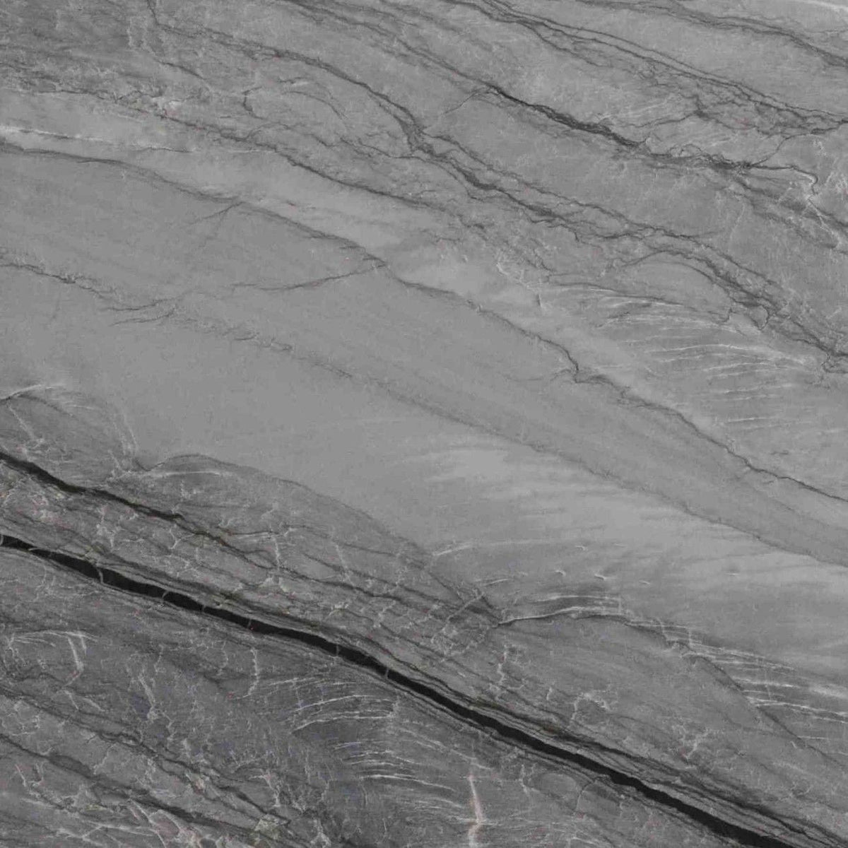 Platino natural stone countertop - leathered quartzite with wave-like veining, Sensa surface