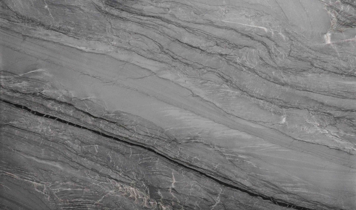 Platino natural stone countertop - leathered quartzite with wave-like veining, Sensa surface - view 2