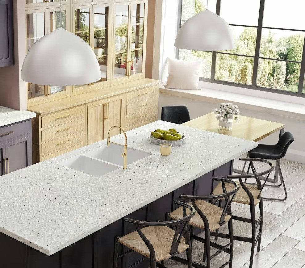 Siberia natural stone countertop - white granite with black speckles, Sensa surface - view 3
