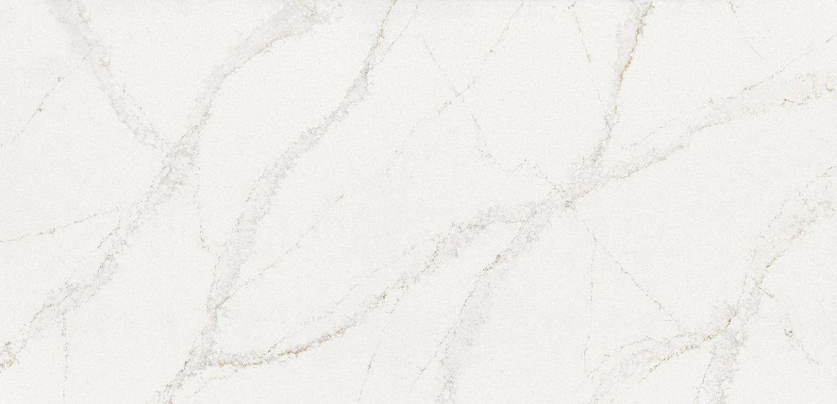 Bronze Rivers quartz countertop - warm white and gold veined Silestone surface - view 2
