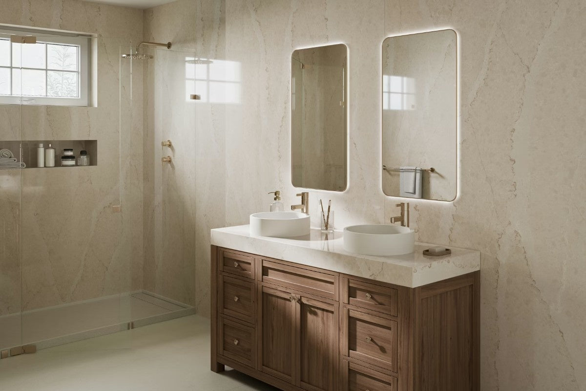 Calacatta Tova quartz countertop - soft cream Silestone surface with gentle veining - view 3