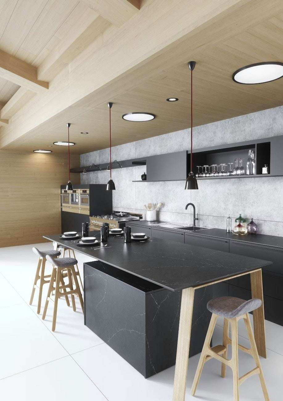 Charcoal Soapstone quartz countertop - blue-grey soapstone effect with grey highlights Silestone surface - view 3