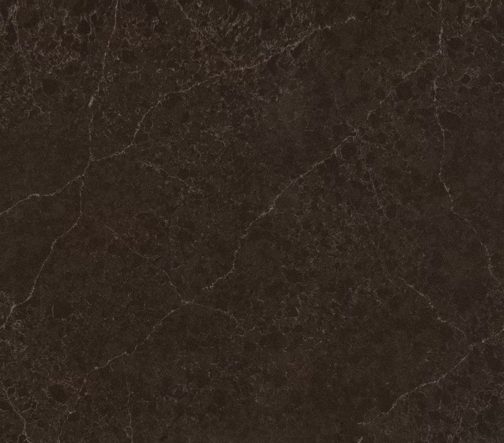 Château Brown quartz countertop - dark brown with copper and bronze veining Silestone surface