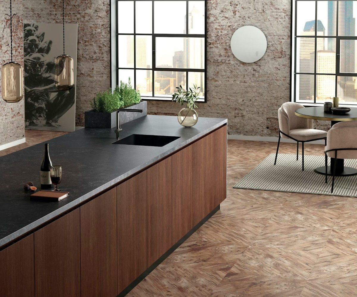 Corktown quartz countertop - matt black with dark brown tones Silestone surface - view 3