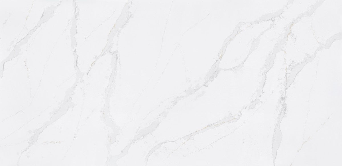 Et Calacatta Gold quartz countertop - white with grey and gold veining Silestone Outlet surface - view 2