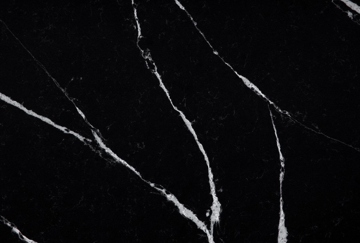 Et Marquina quartz countertop - intense black with white marble veining Silestone surface