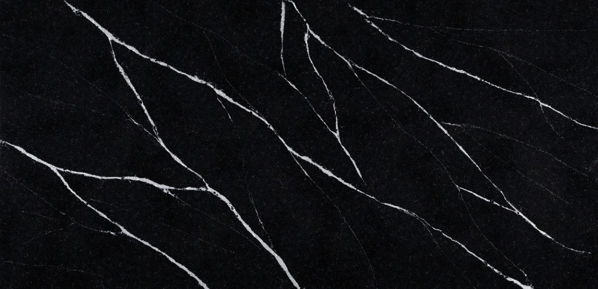 Et Marquina quartz countertop - intense black with white marble veining Silestone surface - view 2