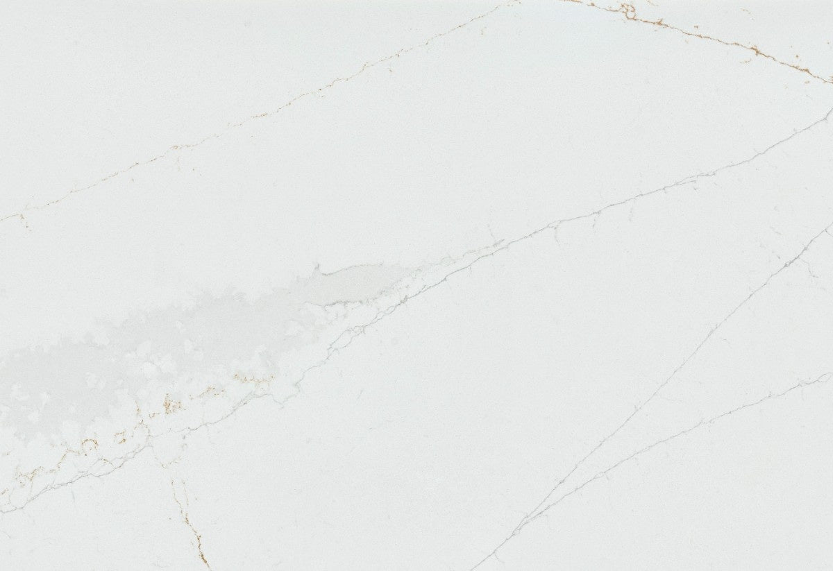 Ethereal Glow quartz countertop - white with gold and grey veining Silestone surface