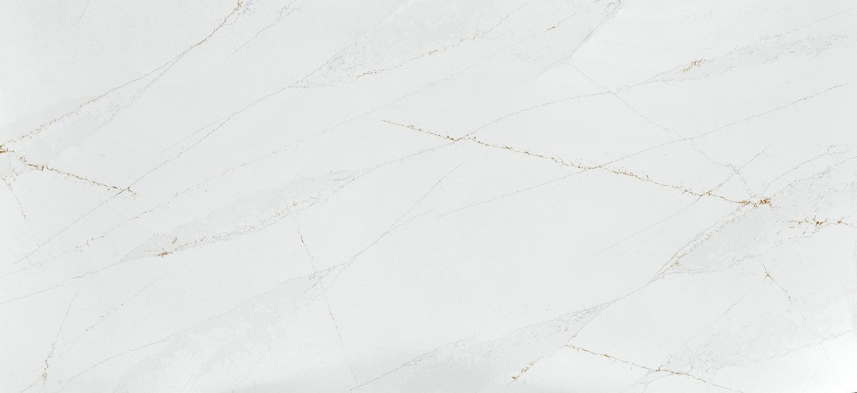 Ethereal Glow quartz countertop - white with gold and grey veining Silestone surface - view 2