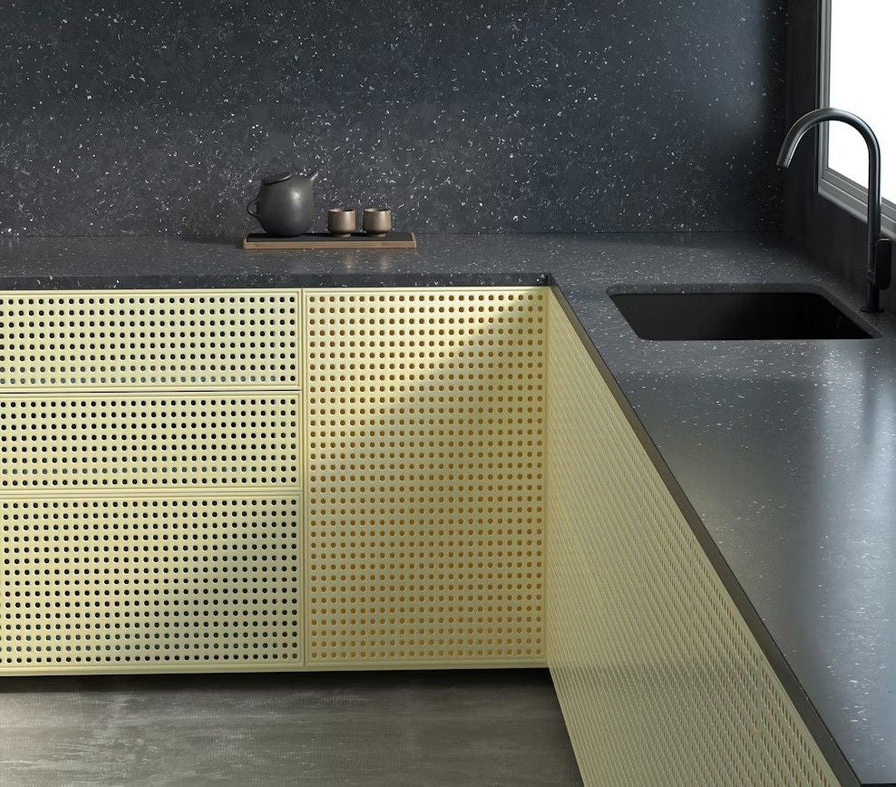 Ffrom03 quartz countertop - anthracite with recycled PET flecks Silestone surface - view 3