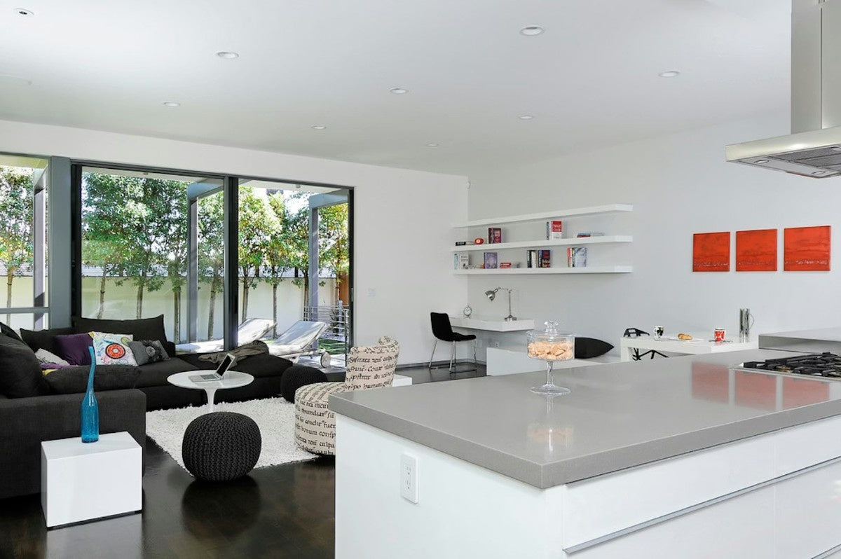 Poblenou quartz countertop - warm faded grey Silestone surface - view 3