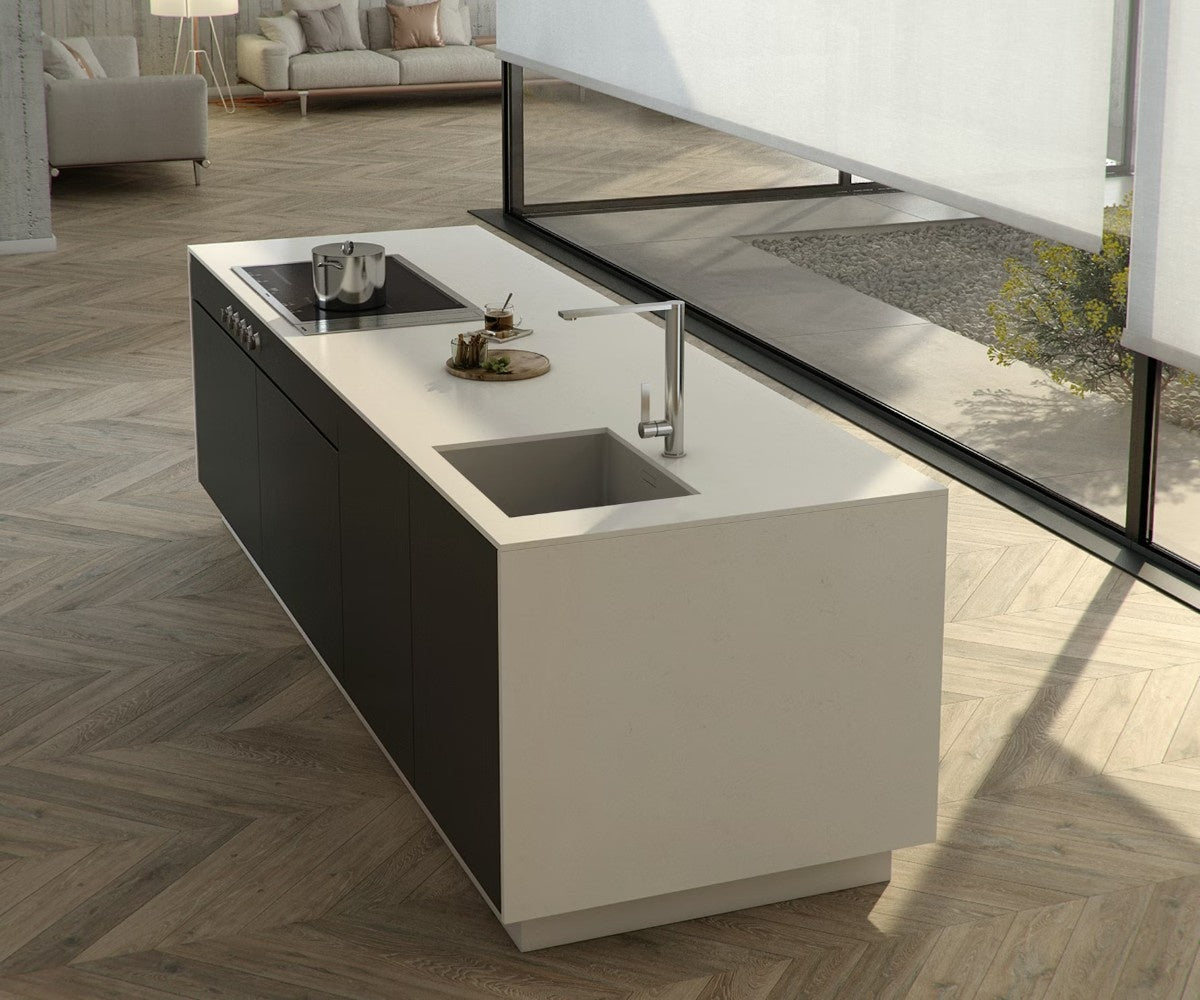 Miami Vena quartz countertop - pure white lightly veined Silestone Outlet surface - view 3