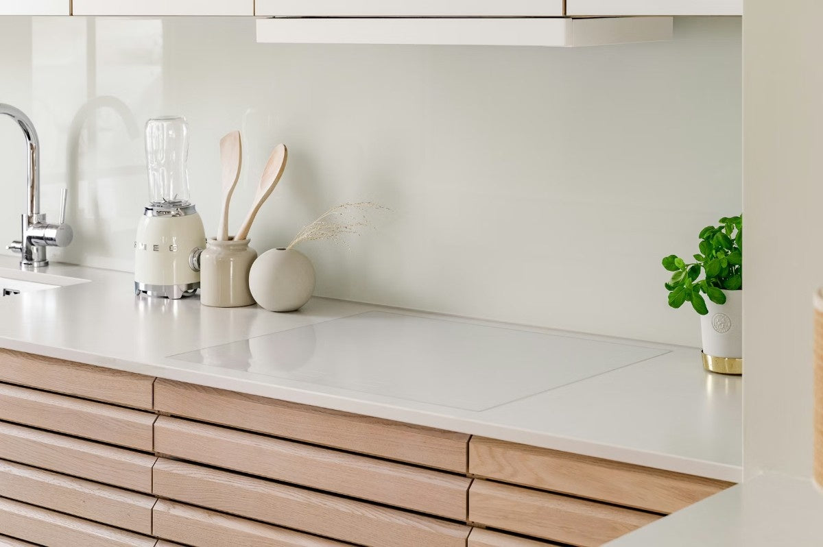 Nolita quartz countertop - light crisp white with faded grey shading Silestone surface - view 3