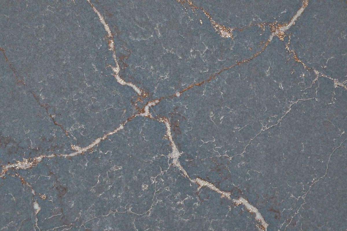 Parisien Bleu quartz countertop - deep blue with ochre veining Silestone surface