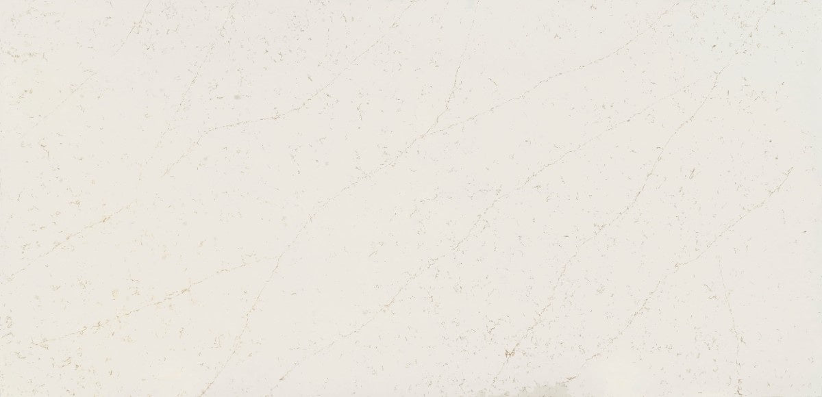 Persian White quartz countertop - soft white creamy veined Silestone surface - view 2