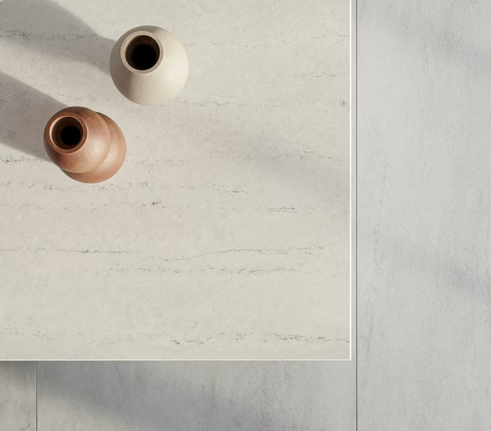 Raw A quartz countertop - white with soft dark veining Silestone surface - view 3