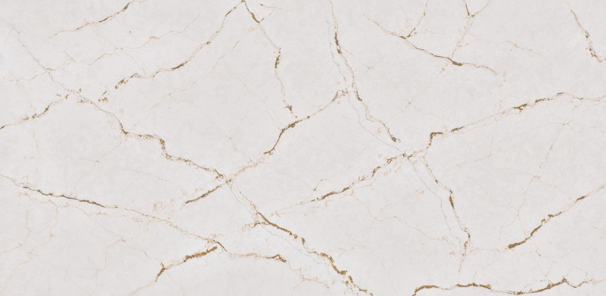 Versailles Ivory quartz countertop - ivory marbled with golden sparkle Silestone surface - view 2