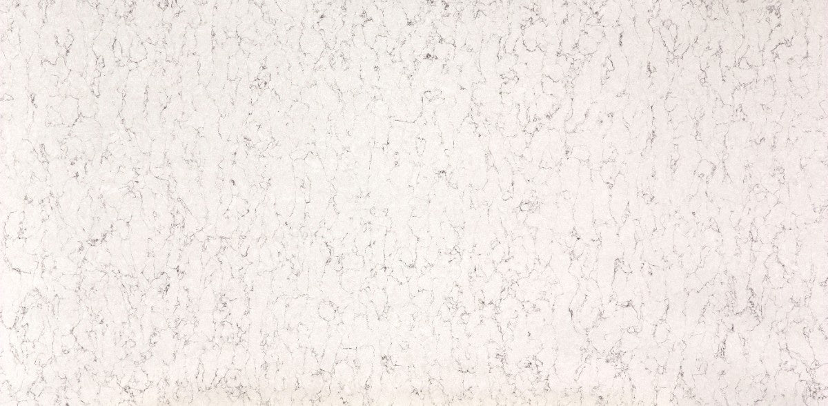 White Arabesque quartz countertop - white and grey marbled Silestone Outlet surface - view 2