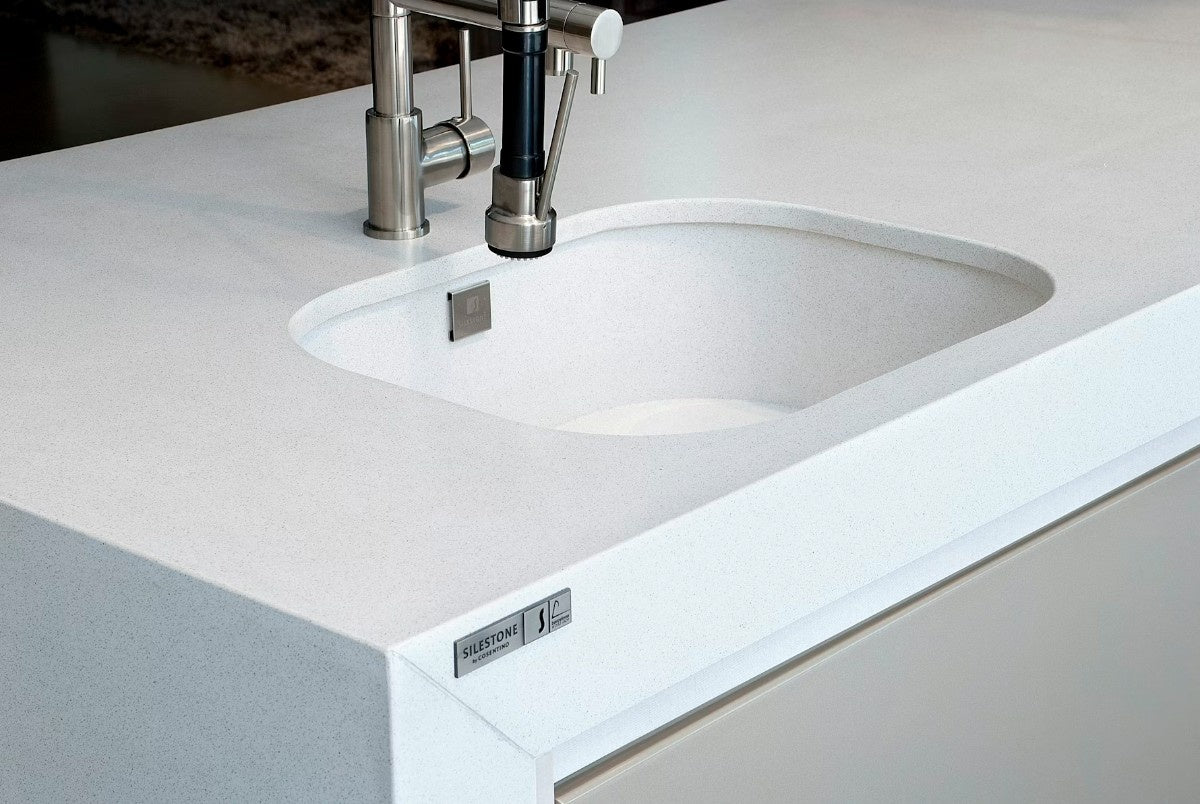 White Storm14 quartz countertop - bright clear white Silestone surface - view 3