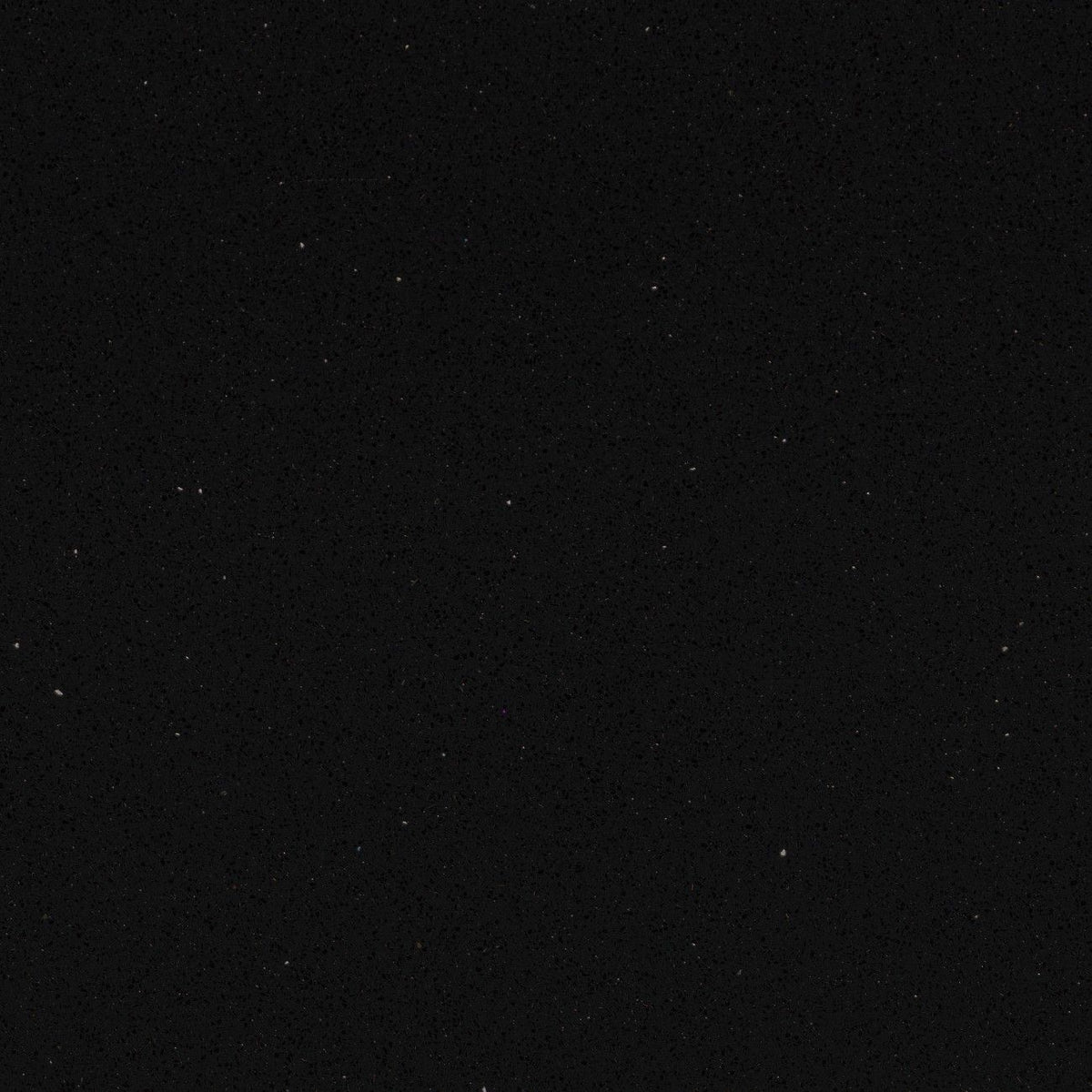 Brilliant Black quartz countertop - deep black mirror-flecked TechniStone surface